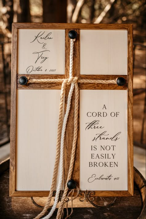 Three Strand Unity Ceremony, Rustic Wedding Unity Ideas, Unity Rope Wedding, Braid Unity Ceremony, Things To Do In Wedding Ceremony, Unity Rope Wedding Cross, Wedding Three Cords, Three Strand Wedding Ceremony, Chord Of 3 Strands Unity Ceremony