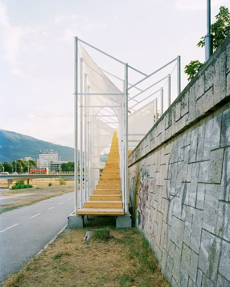 Nautilus event space - Skopje, Macedonia - TEN/CCN Scaffold Architecture, Urban Installation, Scaffolding Design, Water Pavilion, Skopje Macedonia, Temporary Architecture, Architecture Structure, Temporary Structures, Genius Loci