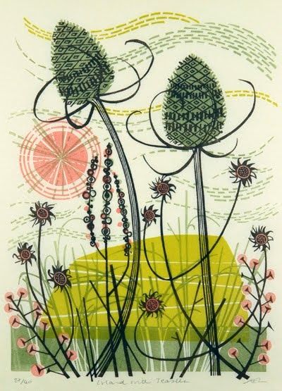 Angie Lewin is the artist for the green revolution.  Not since William Morris has an artist combined patterned abstraction with horticultur... Yellena James, Angie Lewin, John Stewart, Scandinavian Pattern, Linocut Art, Vintage Classics, Design Textile, Wood Engraving, Natural Forms