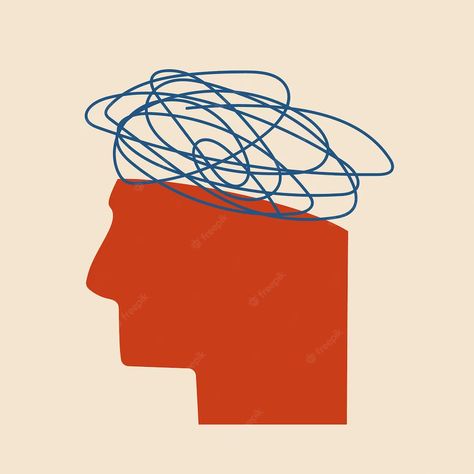 Premium Vector | A human head with a tangle of confused thoughts above it vector isolated illustration psychological health concept Confused Thoughts, Confused Feelings, Human Head, Human Emotions, Retro Pattern, Phone Themes, Emotional Intelligence, Infographic Design, Social Media Design