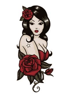 Tato Irezumi, Stile Pin Up, Art Chicano, Sailor Tattoos, Pin Up Girl Tattoo, Rockabilly Art, Pin Up Drawings, Tattoo Flash Sheet, Old School Tattoo Designs