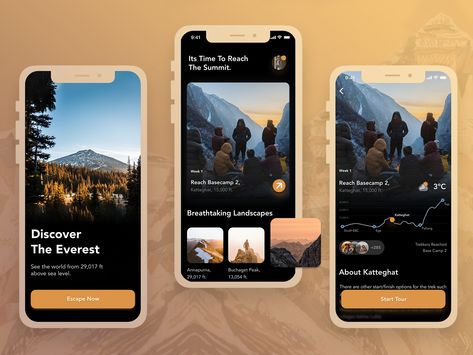 Hiking App, Travel Guide App, Mobile Design Inspiration, App Guide, Ux Mobile, Mobile App Design Inspiration, App Design Inspiration, Travel App, App Ui Design