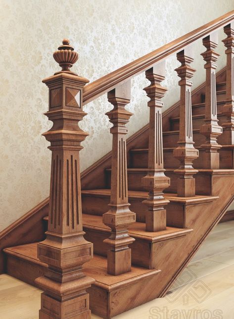 Railing Wood Design, Staircase Wood Design, Railings For Stairs Wood, Wooden Stairs Railing Design, Staircase Railing Design Wooden, Railing Design Wooden, Wooden Handrails For Stairs, Wooden Railings For Stairs, Wooden Railing Design