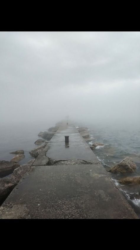 Foggy Coast Aesthetic, Foggy Coastal Town, Coastal City Aesthetic, Salt Air And The Rust On Your Door, Pier Aesthetics, Michigan Gothic, Coastal Gothic, Dark Nautical Aesthetic, Frankfort Michigan