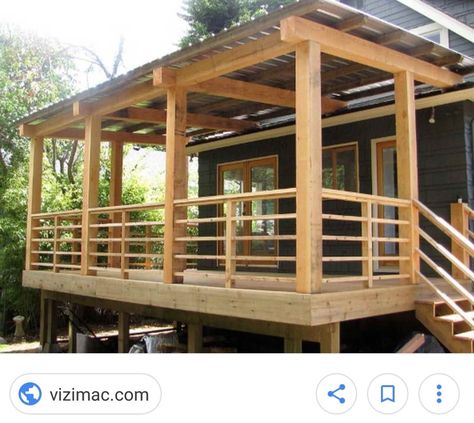 Horizontal Deck Railing, Reling Design, Building Deck, Wood Deck Railing, Deck Stair Railing, Veranda Design, Deck Railing Design, Building A Porch, Patio Deck Designs