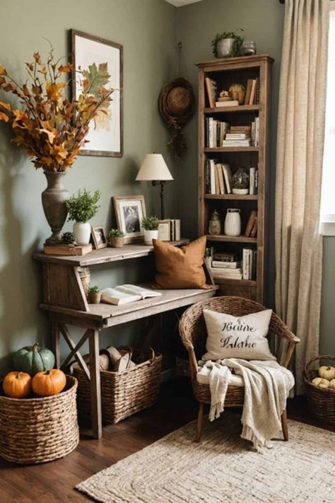 Cozy Autumn Vibes: Fall Decor Ideas - West Magnolia Charm Fall Country Decor, Decorating With Mushrooms, Magnolia Living Room Ideas, Magnolia Living Room, Natural Elements Decor, Magnolia Home Decor, Cozy Interiors, Cozy Fall Decor, Fall Decor Ideas