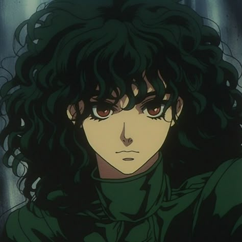 Curly Anime Character, Curly Hair Anime Woman, Anime With Curly Hair, Curly Anime Hair, Curly Cartoon, Curly Hair Pfp Cartoon, Curly Hair Anime, Curly Anime, Anime Curly Hair