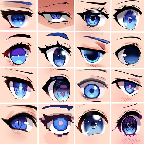 Safebooru - blue eyes close-up dayshiart eyes heart heart-shaped pupils highres looking at viewer looking up multiple style parody multiple views original pixel art symbol-shaped pupils v-shaped eyebrows | 3191721 Anime Eye Shapes, Heart Shaped Pupils, Male Eye Drawing Reference, Close Up Poses, Cat Pupils, Eye Inspiration, Shaped Eyebrows, Character Design Tips, How To Draw Anime Eyes