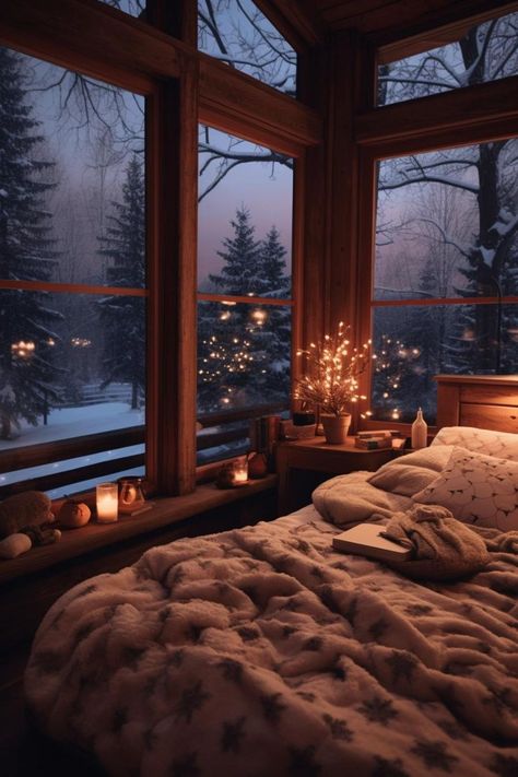 Bed Near Window Ideas, Bed Near Window, Places Pics, Peaceful Room, Cozy Core, Winter Bed, Winter Lovers, Amazing Bedroom Designs, Winter Bedroom