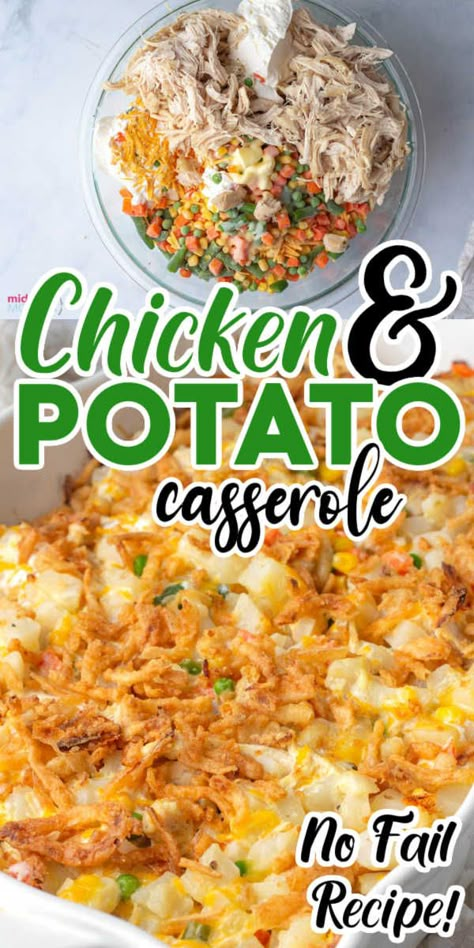 Chicken And Potato Casserole, Leftover Chicken Recipes Easy, Rotisserie Chicken Recipes Leftover, Recipes Using Rotisserie Chicken, Chicken Potato Casserole, Potatoes And Veggies, Chicken And Potato, Goodies Recipes, Leftover Chicken Recipes