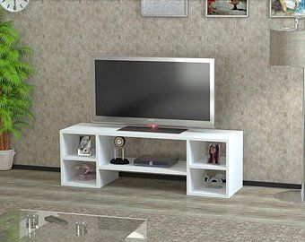 L Shaped Shelves, Tv Consoles, Simple Tv, Tv Stand Decor, White Tv Stands, Console Tv, White Tv, Deco Studio, Rack Tv