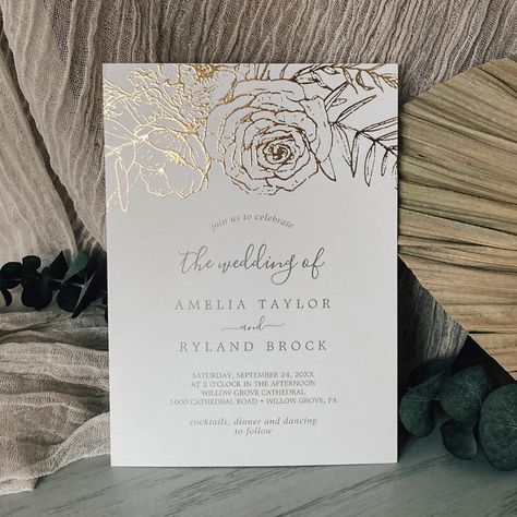 Vintage Marriage, Whimsical Arrangement, Modern Boho Design, Muslim Wedding Invitations, Leaves Vintage, Gold Foil Wedding Invitations, Wedding Whimsical, Botanical Wedding Invitations, Drawn Flowers