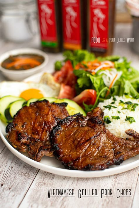 Vietnamese Grilled Pork Chop Recipe (Sườn Nướng) – FOOD is Four Letter Word Vietnamese Pork Chops Air Fryer, Vietnamese Pork Chop Recipes, Com Suon Nuong Recipe, Shrimp Roll Recipe, Instant Pot Birria Tacos, Air Fryer Lemon Pepper Wings, Instant Pot Birria, Lemon Pepper Wings Recipe, Shrimp Rolls Recipe