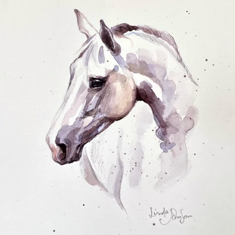 White Horse Watercolor Painting, Watercolour Horse Head, Horse Head Watercolor, Horse Tattoo Watercolor, Horse Art Watercolor, Watercolour Horse Painting, Watercolor Horses Easy, Watercolor Horse Tattoo, Watercolour Horses