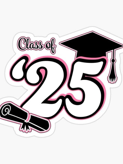 Class of 2025 sticker perfect for high school and college graduates. Available on pins, mugs, cards, and much more! Check out my Redbubble shop for more color options. #2025 #classof2025 #graduate #congratulations 
Redbubble Artist | @SavsSparkleShop Leavers Hoodies Aesthetic, Class Of 2025 Senior Shirts, Class Of 2025 Sticker, 2025 Senior Slogan, Class Of 2025 Logo, Stickers For Senior Jackets, Senior Stickers 2025, Seniors Jacket Design, Class Of 2025 Aesthetic