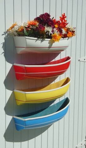 Boat Planter, Boat Decor, Boat Wall, Diy Boat, Lake Cottage, Lake House Decor, Canoes, Beach Crafts, Wall Planter