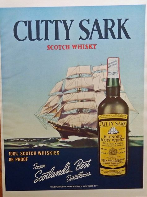 Cutty Sark, Scotch Whiskey, Bar Art, Vintage Beer, Magazine Ads, Vintage Bar, Easy Wall, Scotch Whisky, Wall Mounting