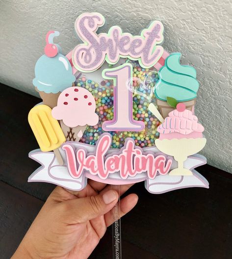 Candy Cake Topper Ideas, Cake Topper Ideas Birthday, Ice Cream Cake Topper Ideas, Candyland Cake Topper, Candy Land Cake Topper, Two Sweet Cake Topper, Two Sweet Cake, Sweet One Cake Topper, Ice Cream Party Decor