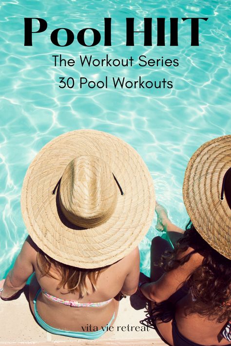 Pool HIIT Workout — Vita Vie Retreat Pool Workout Cardio, Pool Excercises Workouts, Chest Fly Workout, Exercise List, Water Aerobics Workout, Pool Workouts, Swimming Pool Exercises, Build Your Own Pool, Pool Workout