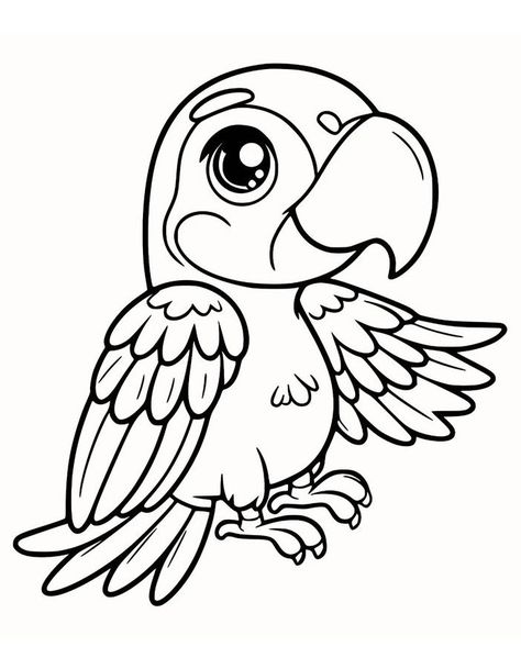 Parrot Coloring Pages Parrot Coloring Page, Parrot Cartoon, Parrot Drawing, Cute Parrot, Kid Coloring Page, Bird Coloring Pages, Animal Coloring, Cartoon Coloring Pages, Art Activities For Kids