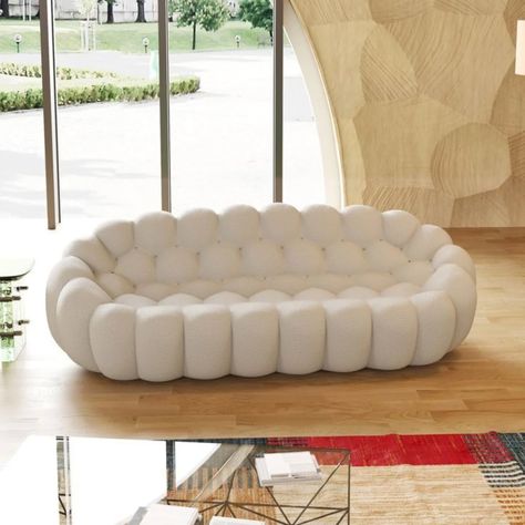 Colorful sofas. Order on WhatsApp or DM on Instagram link in profile Contact for all furniture and decor products Make Up Artist Studio, Cozy Eclectic Home, Teen Basement, Amazon Living Room, Bubble Sofa, Curved Couch, 3d Honeycomb, Decor From Amazon, Couch Surfing