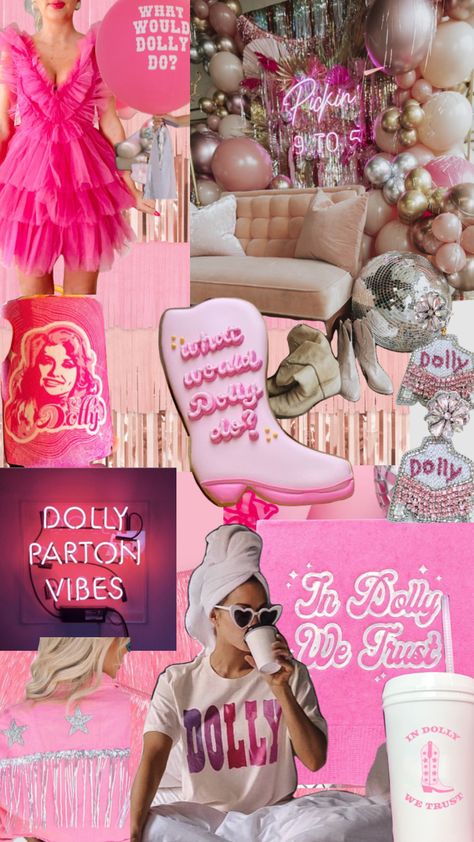 Dolly Parton Wedding Theme, Dolly Parton Bachelorette Party Outfit, Bachelorette Party Dolly Parton, Dolly Disco Party, What Would Dolly Do Party, Dolly Party Ideas, Dolly Themed Bachelorette Party, Dollywood Bachelorette, Dolly Parton Themed Bachelorette Party