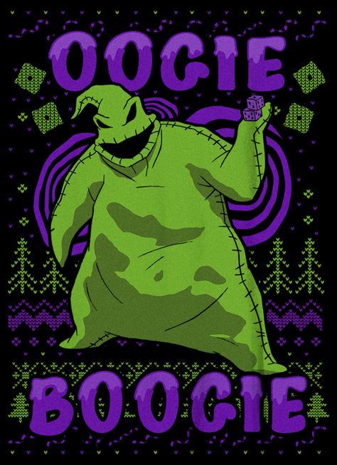 Make your way to Halloweentown and join the merry fun in this officially licensed Disney The Nightmare Before Christmas Oogie Boogie Ugly Sweater Tee! This festive Boys' design features a smiling Oogie Boogie tossing his dice, printed in an ugly sweater style. You will not want to miss out on this tee that is perfect for the Christmas season! Merry new Boys' Christmas Graphic Tee from Disney's The Nightmare Before Christmas! Featuring your favorite character Oogie Boogie, the jolly sack of bugs! This festive ugly sweater design features Oogie Boogie tossing his dice with a smile! Joyful Boys' Short Sleeve Crewneck Tee, perfect for Christmas celebrations! Officially Licensed and Designed by a Artist in the U.S.A. The Nightmare Before Christmas Oogie, Ugly Sweater Pattern, Boogie Baby, Nightmare Before Christmas Oogie Boogie, Nightmare Before Christmas Characters, Sweater Graphic, The Pumpkin King, Pumpkin King, Christmas Graphic