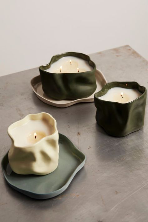 From homewares to house numbers, these ceramics enliven any setting with an authentic handmade quality. #design #ceramics #productdesign #handmade #art #azuremagazine Candle Ceramic Pottery, Ceramic Candle Vessel, Candle Pottery Ideas, Little Pottery Ideas, Ceramic Inspo Aesthetic, Candle Vessel Ideas, Things To Make In Ceramics, Ceramic Decoration Ideas, Aesthetic Ceramic Art