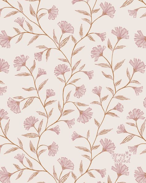 Sharing a recent favorite! This feminine trailing floral from my Modern Bohemian collection flows just right. I can't decide if I light it better light and airy or dark and moody. What do you think? All of these colorways (and more!) available in my #spoonflower shop. #floralpattern #flowerpattern #bohofloral #spoonflowermakers #spoonflowerwallpaper #wallpaperinspo #floralwallpaper #bohemianfloral Dainty Floral Pattern, Cute Floral Pattern, Vintage Pink Aesthetic Wallpaper, Neutral Laptop Wallpaper, Spring Wallpaper Desktop, Minimal Floral Wallpaper, Floral Backround, Wallpaper Rooms, Modern Textiles Patterns