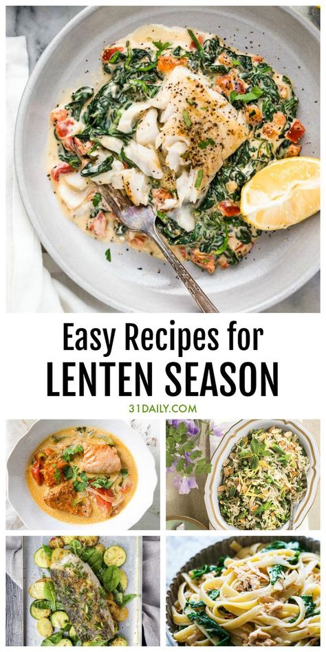 Easy Lent Recipes to Make During the Lenten Season | 31Daily.com #lent #easter #seafoodrecipes #fishrecipes #vegetarianrecipes #31Daily Lent Recipes Meatless Meals, Lent Recipes Catholic, Lent Dinner Ideas, Lent Meals, Lenten Recipes, Healthy Hacks, Lent Recipes, Lenten Season, Fish Dinner