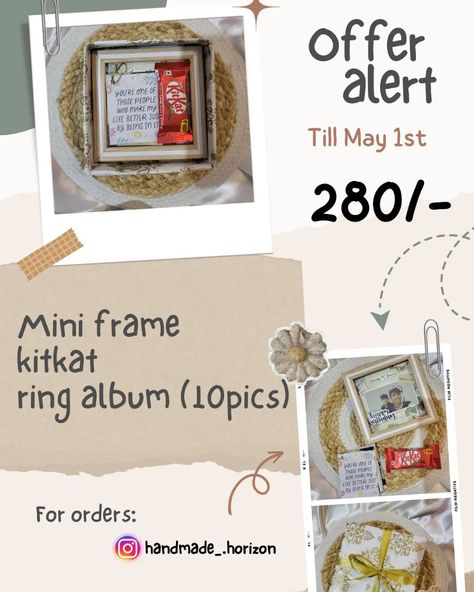 Offer alert!📌 Big surprises come in small packages! 🎁✨ Explore our delightful mini hamper filled with joy and treats. Perfect for any occasion! #MiniHappiness #GiftIdeas#hamper#offer Mini Hampers, Small Hamper, Creative Wedding Gifts, Small Business Inspiration, Mini Frames, April 25, Creative Wedding, Business Inspiration, Gift Hampers