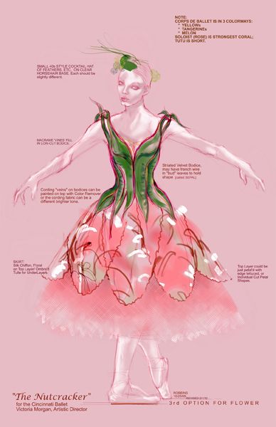 Carrie Robbins Designage Inc. Textiles Alevel, Irene Sharaff, Nutcracker Ballet Costumes, Immersive Design, Nutcracker Costumes, Ballerina Outfit, Flower Costume, Disney Board, Flower Dance