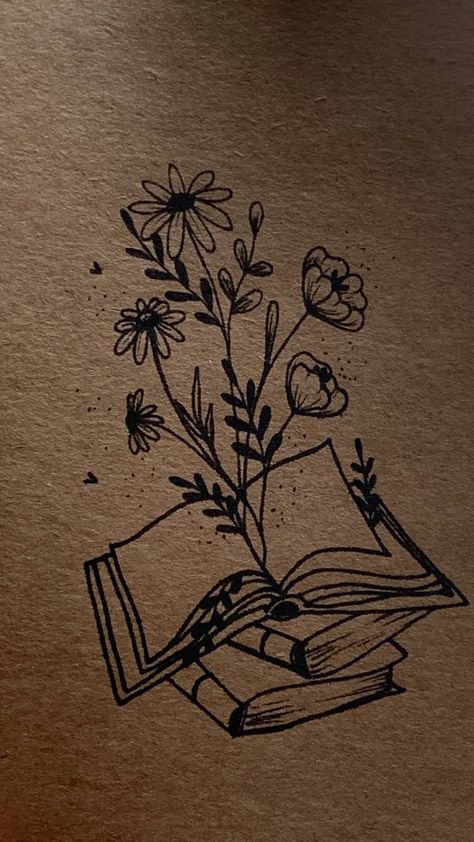 Book And Wildflower Tattoo, Homeschool Tattoo, Flowers Coming Out Of Book Tattoo, Open Book Flower Tattoo, Book Flowers Tattoo, Butterfly Book Tattoo, Book And Plant Tattoo, Flower Book Tattoo, Floral Book Tattoo