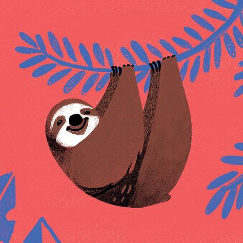 Cute Sloth Illustration Sloth Hanging, Sloth Art, Posca Marker, Posca Art, Kawaii Illustration, Abstract Illustration, Beauty Illustration, Arte Inspo, Art Et Illustration