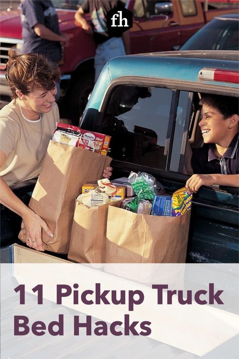 Truck Bed Grocery Storage, Truck Bed Hacks, Diy Truck Bed Organizer, Pickup Bed Storage Ideas, Truck Bed Organization Diy, Truck Bed Storage Diy, Pickup Truck Bed Ideas, Truck Organization Ideas, Truck Bed Storage Ideas