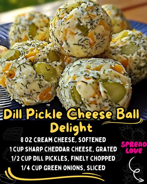 Dill Pickle Cheese Ball Delight Dill Pickle Cheese Ball, Pickle Cheese Ball, Pickle Appetizers, Cheese Ball Recipes Easy, Baked Meatloaf, Dill Pickle Recipe, Mexican Casserole Recipe, Chicken Parmesan Pasta, Chicken Pasta Bake