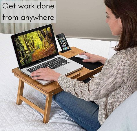 Sofia + Sam Multi Tasking Lap Desk with Adjustable Tilt Surface | Mouse Pad | Fits Laptops Up to 15" | Tablets Up to 9.6" | Smart Phones Up to 3.5" | Natural | | Computer Lap Tray Wood Lap Desk, Lap Desk With Storage, Folding Tv Trays, Lap Table, Laptop Tray, Lap Tray, Bed Tray, Desk Tray, Drawing Table