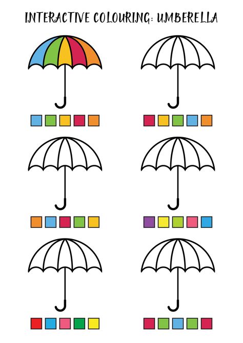 Umbrella Activity, Umbrella Printable, Cute Umbrella, Cute Umbrellas, Interactive Activities, Different Colours, Free Downloads, Beautiful Artwork, The List