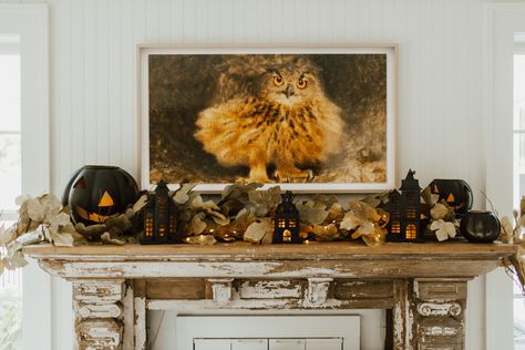 Liz Marie Halloween, Liz Marie, Liz Marie Blog, Halloween Mantel, Farmhouse Halloween, Halloween Porch Decorations, Scary Halloween Decorations, Grand Rapids Michigan, Halloween Porch