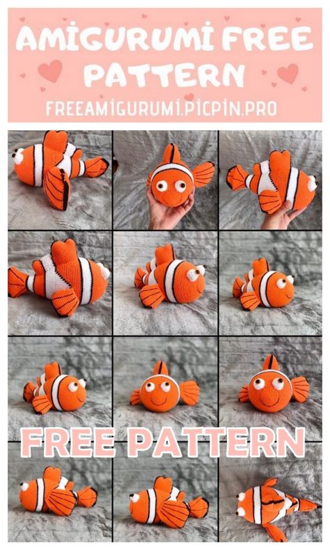 Amigurumi Finding Nemo Free Crochet Pattern - Amigurumi Crochet Fish Patterns, Crochet Fish, Crochet Shoes Pattern, Crochet Disney, Baby Crochet Patterns Free, Crochet Keychain Pattern, Pola Amigurumi, Crochet Amigurumi Free Patterns, Crochet Amigurumi Free