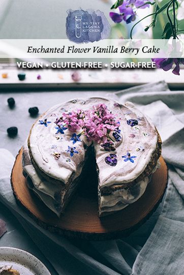 This beautiful enchanted flower vanilla berry cake is gluten-free, dairy-free and oh so delicious. It's vibrant colors make it perfect for spring time and guaranteed to be enjoyed by whatever lifestyle you follow! Herbal Cake, Herbal Eats, Vanilla Berry Cake, Elevated Desserts, Berry Cake Recipe, Acai Berry Powder, Cake With Berries, Csa Box, Edible Flowers Cake