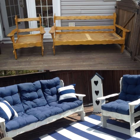 Outdoor decor Old Wooden Sofa Renovation Ideas, Wood Couch Makeover, Old Sofa Renovation Ideas, Sofa Renovation Ideas, Wood Couch, Couch Makeover, Wooden Couch, Patio Furniture Makeover, Sofa Makeover