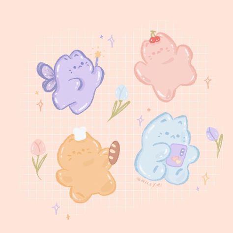 Gummy Bears Aesthetic, Pastel Rainbow Aesthetic, Hello Sticker, Cute Bear Drawings, Bear Drawing, Cute Pastel Wallpaper, Purple Wallpaper Iphone, Gummy Bear, Bear Art