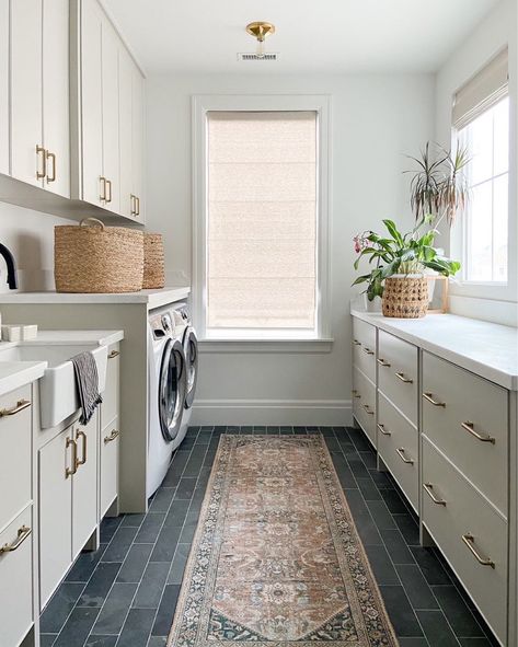 Laundry Room Addition, Tiny Dining Rooms, Laundry Room/mudroom, Mudroom Remodel, Laundry Room Tile, In Law House, Pantry Laundry Room, Mud Room Entry, White Laundry