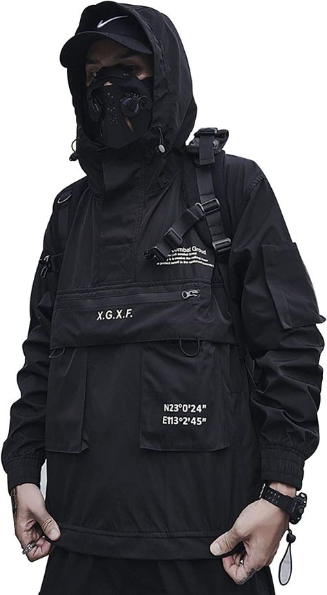 Tactical Combat Waterproof Hoodie Cyberpunk Tactical, Tactical Hoodie, Mens Techwear, Techwear Jacket, Combat Jacket, Underground Clothing, Asian Streetwear, Zip Up Windbreaker, Studio Portrait