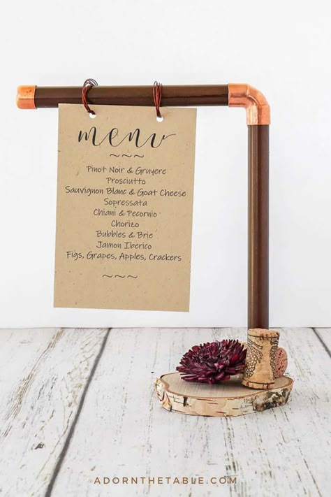 Restaurant Menu Stand, Diy Table Cards, Diy Menu Cards, Restaurant Menu Holder, Menu Board Diy, Wedding Menus Design, Menu Stand, Diy Menu, Menu Card Design