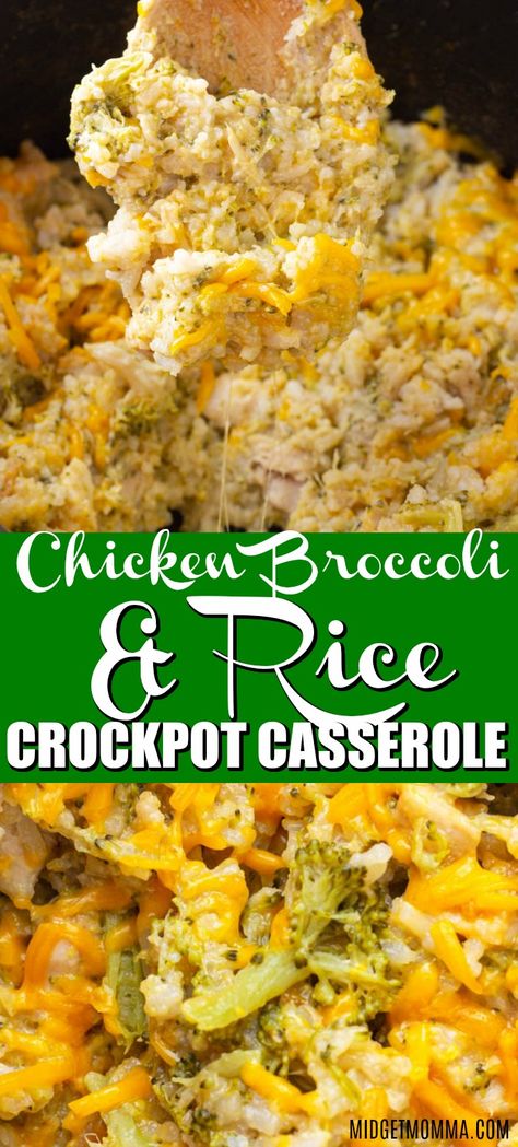 Crockpot Chicken And Rice With Broccoli, Crockpot Chicken And Rice Casserole, Chicken Broccoli Crockpot, Crockpot Rice Recipes, Crockpot Chicken And Rice, Rice Crockpot, Chicken Broccoli And Rice Casserole, Chicken And Rice Crockpot, Broccoli And Rice Casserole