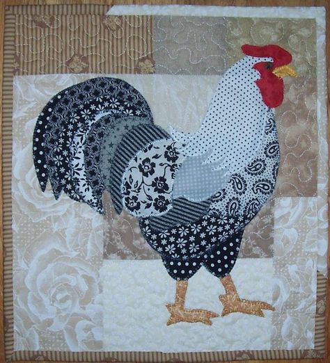 Rooster Pattern, Mini Patchwork, Chicken Quilt, Chicken Crafts, Chicken Pattern, Applique Quilt Patterns, Bird Quilt, Applique Quilting, Animal Quilts