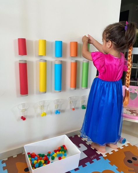 Toilet Paper Roll Sensory Activity, Toilet Paper Roll Color Sorting, Paper Towel Roll Sensory, Toddler Toilet, Sorting Colors, Roll Craft, Growing Sunflowers, Toilet Roll Craft, Toddler Stuff