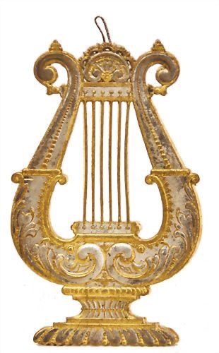 Instruments Art, Antique Christmas, Christmas Tree Decoration, Medieval Fantasy, Tree Decoration, Harp, Texture Painting, Golden Age, Both Sides